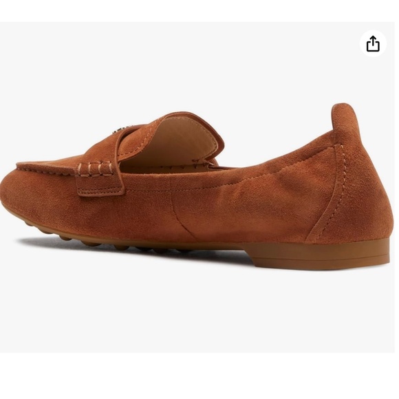 Kate Spade Eliza Sandlewood Suede Loafer Brown Tan Leather Almond Toe Flat Shoes - Picture 6 of 14